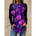 J&otilde;uluteema Lumehelbeke 3D Print O-kaelusega pikkade varrukatega T-s&auml;rk Mood Naisteriided Vabaajar&otilde;ivad Harajuku Naister&otilde;ivad S