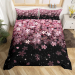 Jaapani tekikottide komplekt, &Otilde;itseva sakura puu oks Kirsipuu &otilde;ied Kevadeteema Kunst Jaapan Voodipesu komplekt T&auml;issuurus EU single(135x200cm)
