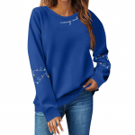 Naiste topid Naiste pikkade varrukatega dressipluus Vabaaja &uuml;mara kaelusega lahtise l&otilde;ikega pusa fliisist topid L sinine