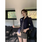 Naiste pluusid Valged Y2k Pikkade varrukatega tikandiga s&auml;rgid lipsuga Korea mood Slim Lolita Harajuku JK topid XL tumesinine v&auml;rv