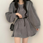 S&uuml;gisene velvetist kleidid Naiste Korea preppy Puff varrukatega vabaaja minikleit Harajuku elegantne, soliidne kleit. XL hall
