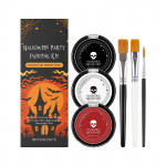 Professional Halloween Face Body Painting Kit with Brushes for Clown Skull Gothic Cosplay Costume Party in Black Red White One Size