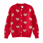 Kevadine ja s&uuml;gisene lasteriided armastusžakaarmustriline v&auml;ikese ja keskmise suurusega laste kampsun-kardigan-jakk paksendatud t&uuml;drukute kootud kardigan 130cm punane