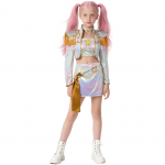 Uued Deemonik&uuml;tid KPop Cosplay Rumi Mira Zoey Kost&uuml;&uuml;m PU Nahk Valge Laulmis&uuml;likond Naised Halloweeni Karnevali Peo Riietus 110 valge