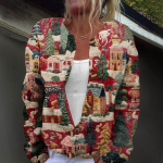 Naiste mood tr&uuml;kitud pikkade varrukatega kootud kardiganist n&ouml;&ouml;biga sulejope XXXXL