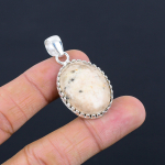 925 H&otilde;bedast Ovaalne Ookeani Jaspis Kivi Pulma Bezel Etniline K&auml;sit&ouml;&ouml;line Trendikas Ripats