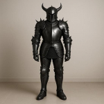 Gooti Fantaasia R&uuml;&uuml;tli Kiiver Must Terasest Komplekt Sarvedega Kiiver Kantav Cosplay, Halloweeni Kost&uuml;&uuml;m Kollektsion&auml;&auml;ri Kiiver