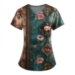 Suures suuruses tr&uuml;kitud Scrub T&ouml;&ouml;vormi topid V-kaelusega naiste l&uuml;hikeste varrukatega l&otilde;busad T-s&auml;rgid Taskutega t&ouml;&ouml;riiete s&auml;rk XL taevasinine v&auml;rv