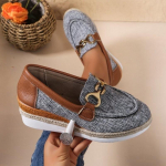 2024 Naiste Kingad S&uuml;gis Naiste Kingad Lame Tald &Uuml;mar Varvas &Uuml;hev&auml;rvilised Lihtsad Teksist Metallist Kaunistus Madal Konts Lihtsad Mokassiinid 42 hall v&auml;rv