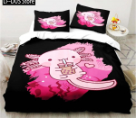 Armas Kawaii Aksolotli Kunst J&otilde;ulud Navidad King Twin Double Lapse Kohandatud Voodipesukomplekt Tekikott koos Padjap&uuml;&uuml;riga 3-osaline EU single(135x200cm)