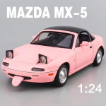 LYZRC Uus 1:24 Mazda Miata MX5 MX-5 Sulamist M&otilde;&otilde;tkavas Auto Mudel Valatud Metallist Miniatuurauto Heli Valgus Kogumik Laste M&auml;nguauto Kingitus roosa