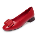Moodsad ehtsast nahast naiste kingad Elegantsed kontorinaiste kingad Naiste vabaaja madala kontsaga kingad Ruudukujulise kontsaga sandaalid Slip-on Naiste korterid 35 red