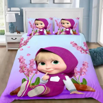 Masha ja Karu 3D-prinditud tekikott padjap&uuml;&uuml;r Voodipesukomplekt &Uuml;heinimese T&auml;iskasvanu Queen King Magamistoa Dekooriks EU Single 135x200cm