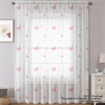 Unistav T&uuml;druk S&uuml;dame Liblika Kuu T&auml;he &Uuml;heosaline Akna kardinapuu Komplektis Magus Atmosf&auml;&auml;r Dekoratiivne Aknakate 100*130 Grommet Top 1pcs white
