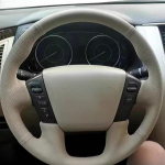 For Infiniti QX56 QX80 Hand-stitched non-slip Beige Leather Car Steering Wheel Cover 1