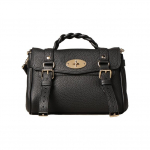 Mulberry Alexa 24 Kootud K&auml;epidemega Kahe Rihma Kinnitusega Teralisest Nahast Messenger Bag Naiste &Otilde;lakott Must RL6595-736A100 Basic Set (Bag+Dust Bag)