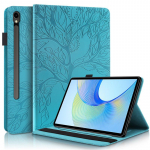 Samsung Galaxy Tab S10 FE &uuml;mbris 10,9-tollisele SM-X510 SM-X516B, 3D puu reljeefne rahakott-alus Funda Galaxy Tab S9 FE &uuml;mbrise jaoks S10 FE S9 FE 10.9 sinine
