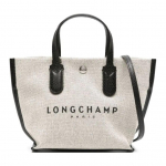 Longchamp Essential Logo Prindiga Klipskinniga Puuvillane L&otilde;uendist T&otilde;mblukuga K&auml;ekott Naiste kott Bež Must 10259HSG037 Basic Set (Bag)