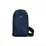 Montblanc Style 3.0 Seeria Kuusnurkne Valge T&auml;hega Logo T&otilde;mblukuga Nahast ja Kangast Crossbody Kott Meeste crossbody kott Tindi-sinine MB198051 Basic Set (Bag+Dust Bag)