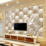 3D Pehme Pakend Teemant Ehted Lilleline Tapeet Luksuslik Seinakate Hotelli Elutuba TV Taustaseina Paber Kodu Dekoor 200 cm(W) x 140 cm(H)