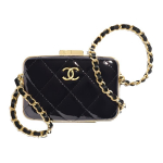 Chanel Metallkett Lambanahast K&auml;ekott Meigikott Messenger Bag V&auml;ike Naiste Must Basic+Dust Bag must