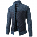 S&uuml;gistalvine uus meeste jope Slim Fit Stand krae T&otilde;mblukuga jope Meeste Solid paks soe jope Meeste kampsun M sinine