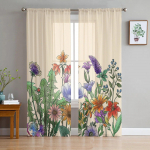 Taim Lill Petuunia Lavendel Aken T&uuml;llkardinad elutuppa Magamistoa Hotelli Luksuslik Dekoratsioon L&auml;bipaistev 135W x 114H(cm)