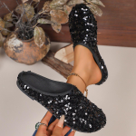 Naiste lamedad kingad Bling Naiste mokassiinid Platvormiga L&auml;ikivad Naiste vabaajajalatsid Litritega sussid Suvised balletikingad Naiste kerged kingad 36 must