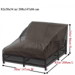 Kahekohaline terrassiloungeri, p&auml;ikesekaitsetoolikate, v&auml;listingimustes kasutatav loungerikate, UV-kaitse ja tolmukindlus, murukattega m&ouml;&ouml;bel. 208x147x86cm must