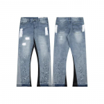 Ameerika Retro Pesitud T&auml;htedega Spleissitud Denim P&uuml;ksid High Street Trendikad Paari Lahtised Sirged Kerge &Auml;&auml;rega Pikad P&uuml;ksid S sinine