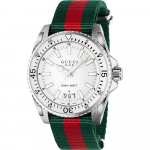 Gucci YA136207 Dive Valge sihverplaadiga Meeste k&auml;ekell 45 mm