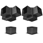 Pergola kinnituskomplekt, 6x6 tolli (Sisem&otilde;&otilde;t 142 x 142 mm), 2 tk 4-suunaline raskeveokite nurkklamber puidut&ouml;&ouml;d DIY posti aluskomplekt, lihtne paigaldus puidust