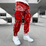 T&auml;navar&otilde;ivad Meeste Harem Jooksup&uuml;ksid Meeste Cargo P&uuml;ksid Hip Hop Vabaaja Taskud Dressip&uuml;ksid Meeste Moodsad p&uuml;ksid Suures suuruses S punane