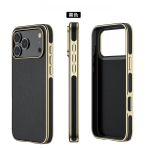 Kvaliteetne galvaniseeritud nahast &uuml;mbris iPhone 17 Pro Max 17Pro jaoks, magnetiline, p&otilde;rutuskindel mobiiltelefoni kate, &auml;ristiil iPhone17 Pro must