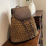 Yogodlns Summer Women Pingutusn&ouml;&ouml;r &otilde;lgedest seljakott p&auml;evakott kudumine &otilde;lakott v&auml;ike seljakott Mochila 32cm*14cm*33cm pruun