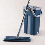 K&auml;ed-vabad lame mopp integreeritud &auml;mbriga - Kaheotstarbeline kuivaks ja m&auml;rgaks puhastamiseks, &uuml;he p&uuml;hkimisega puhas, ideaalne lihtsaks koduseks kasutamiseks Bucket + Mop + 1 Cloth gray
