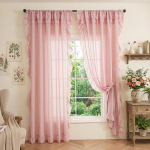 Vintage Ruffle &Auml;&auml;rega L&auml;bipaistev Kardin &Uuml;hev&auml;rviline Kerge Voile Akna Paneel Hingav &Otilde;huke Kardin Kodu Magamistoa Kaunistuseks 140x180cm&Rod Pocket&1 panel