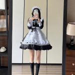 Briti pikkade varrukatega teenijat&uuml;druku cosplay kost&uuml;&uuml;m - Jaapani stiilis &uuml;htlane kleit, saadaval ka suuremates suurustes. S