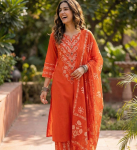 Peoriietus Disainer Salwar Kameez India Naiste Etniline Kurta P&uuml;kside ja Dupattaga Komplekt M-38 oranž