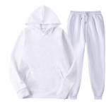 Kaheosaline komplekt vabaaja fliisist spordidressi naiste talvine naiste komplektid, suured kapuutsiga pikkade varrukatega kapuuts, sportp&uuml;ksid, naiste &uuml;likond S valge
