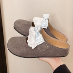 Pitsiline Vibu Naiste Korterid Mules Kingad 2025 S&uuml;gis Elegantne Suede Sussid Mood Uued Slingback Vabaaja Kingad Mugavus Zapatillas Mujer 35 hall v&auml;rv