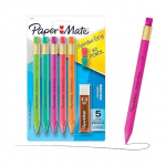 Paper Mate Kirjutamise Kolmnurkne Mehaaniline Pliiatsikomplekt T&auml;itepakendite ja Kustukumiga, 1,3 mm, Lastele, L&otilde;busate V&auml;rvidega Keha, 5 tk