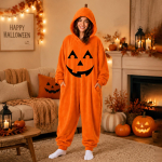 Naiste Halloweeni flanellist kombinesooni ja pidžaama komplekt p&uuml;hadepidudeks M kollane