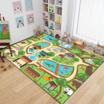 Laste linnat&auml;nava liiklus&otilde;ppe interaktiivne m&auml;ngutoa vaip magamistoa elutoa diivani uksemati kaunistuseks, libisemiskindel 80X120CM
