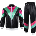 Meeste 80ndate treening&uuml;likond Vintage hiphop kost&uuml;&uuml;mid naistele Retro treeningjakk &uuml;likond Disko 90ndate kestad Kost&uuml;&uuml;mid peoks S blue