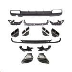 Tagumise difuusori komplekt 2014-2016 Mercedes-Benz E-klass W212, E300, AMG, E63 jaoks Black diffuser, silver exhaust tips gray
