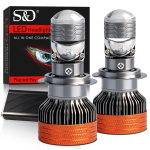 2 tk H7 LED-esitulede pirni projektorl&auml;&auml;tse ja Canbusiga 100W 30000LM 6500K Valge High/Low Beam Vasakule/Paremale Rooliga Turbo Esitulelaterna 12V H7 oranž