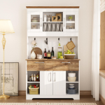 Suur k&ouml;&ouml;gibuffeekapp hoiuruumiga, K&ouml;&ouml;gikapp vitriiniosadega, 2 sahtlit, uksed ja konksudega liist, 106 &times; 39 &times; 176,5 cm 106 x 39 x 176.5 cm