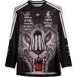 Y-3 x Mercedes-AMG Petronas F1 tr&uuml;kitud triibuline topp KQ9852 S must