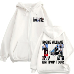 Robbie Williams Britprwp Tour Merch T&otilde;mblukuga Hupparid Mehed Naised R&otilde;ivad Mood T&otilde;mblukuga Hupparitega Joped Mantlid Streetwear M valge